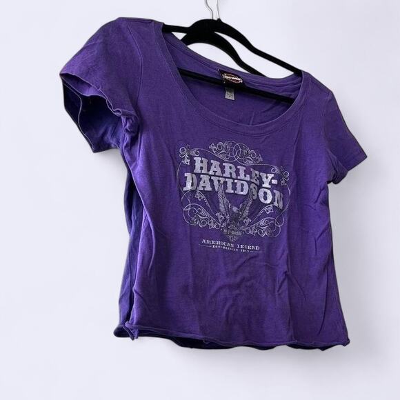 Graphic Harley Davidson Purple Cropped Tee - Picture 1 of 4